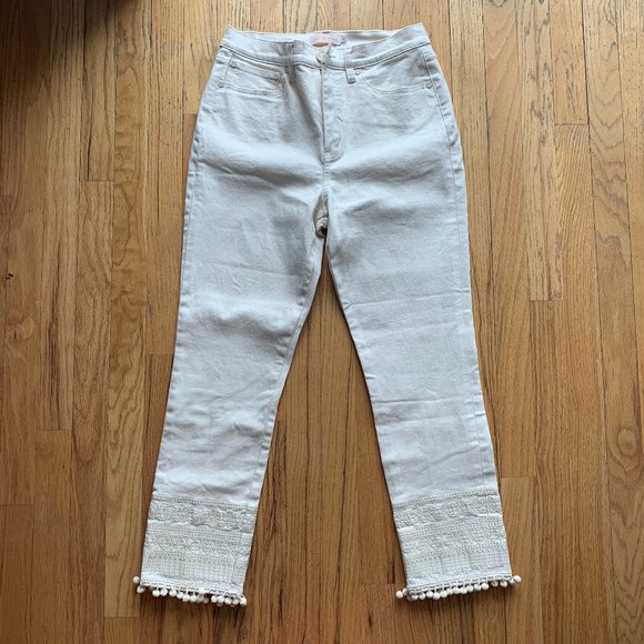 Tory Burch Denim - Tory Burch Lana Cropped Pom-pom Jeans Sz 29